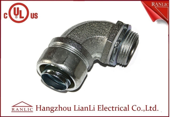 중국 1/2 &quot; UL은 액체 밀폐 가단 주철 스틸 잠금장치 격리된 플렉시블 커넥터 직류 전기로 자극된 90 급을 목록화했습니다 협력 업체